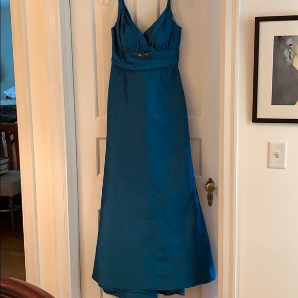 Lazaro peacock green taffeta gown, size 12 - Picture 2 of 9